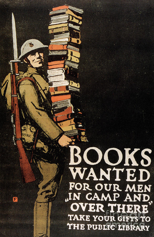World War One Library Campaign Poster, 1918 Drawing by John E Sheridan