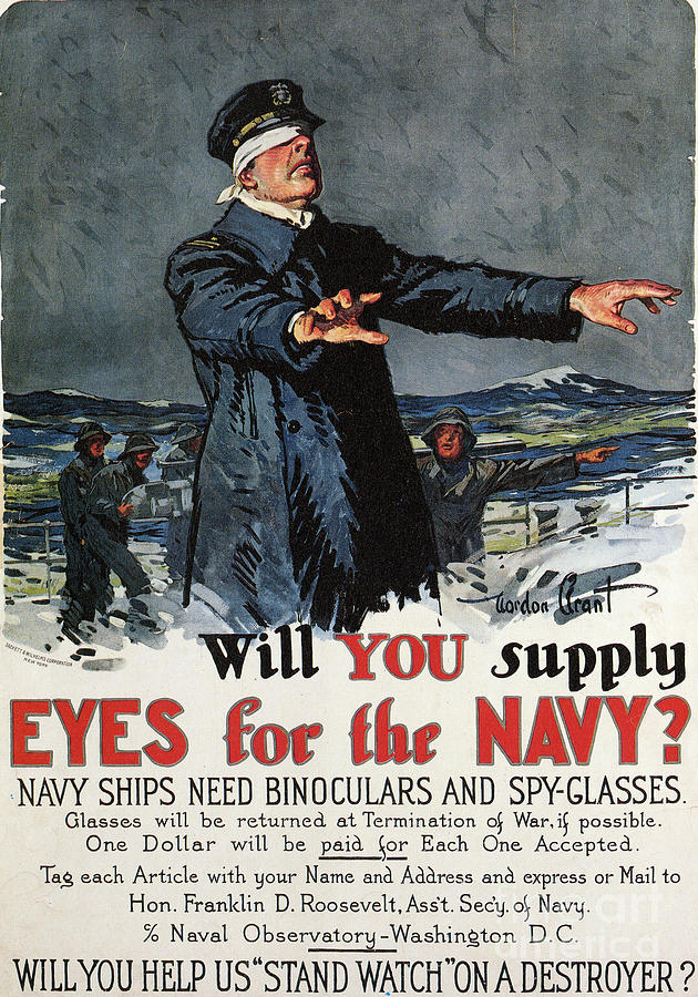 World War One Navy Poster, c1917 Drawing by Gordon Grant