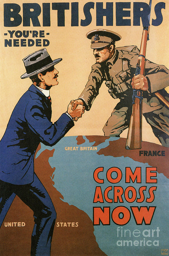 World Lloyd - One Poster, Drawing 1916 by America Art War Fine Myers