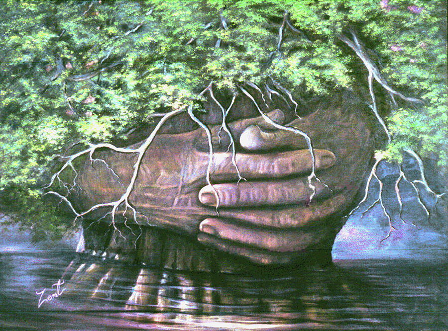 World Wide Tree Hugger Painting by June Pauline Zent