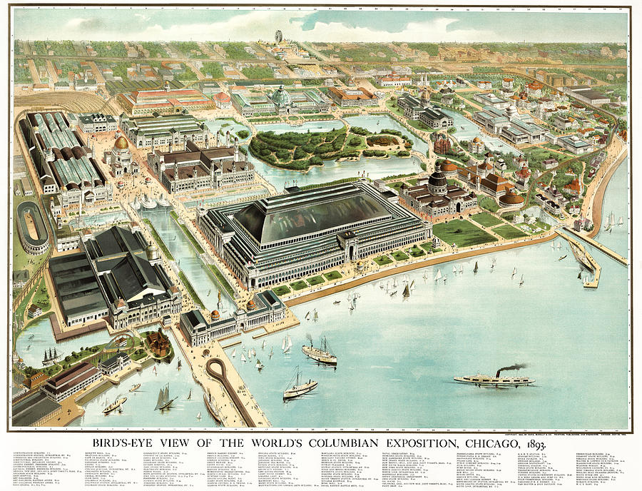 Worlds Columbian Exposition Birds Eye View - Chicago 1893 Painting by War Is Hell Store