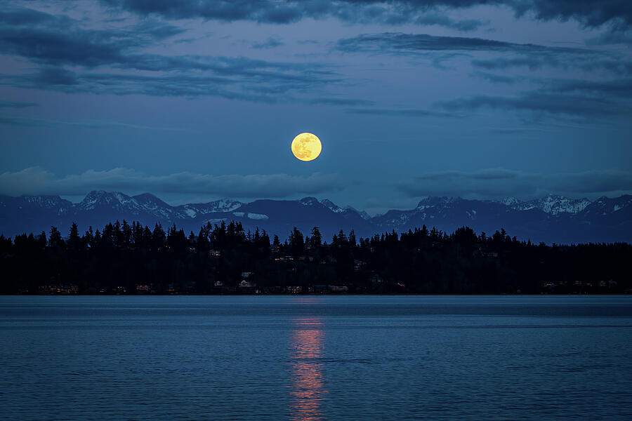 Mountain Photograph - Worm Moon Rising by Tim Reagan