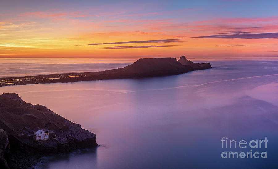 Worms Head Sunset, Rhossili, Gower coast, Wales Photograph by Neale And Judith Clark