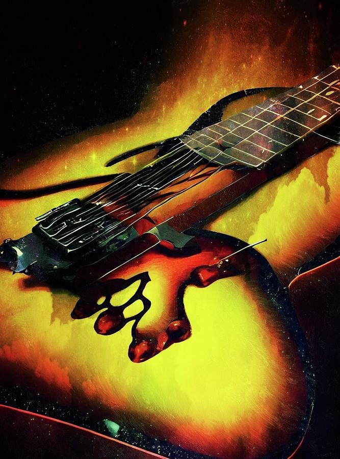 Worn Guitar  Digital Art by Ally White