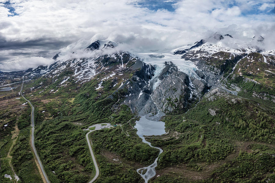 Worthington Glacier - Aerial Panorama Photograph