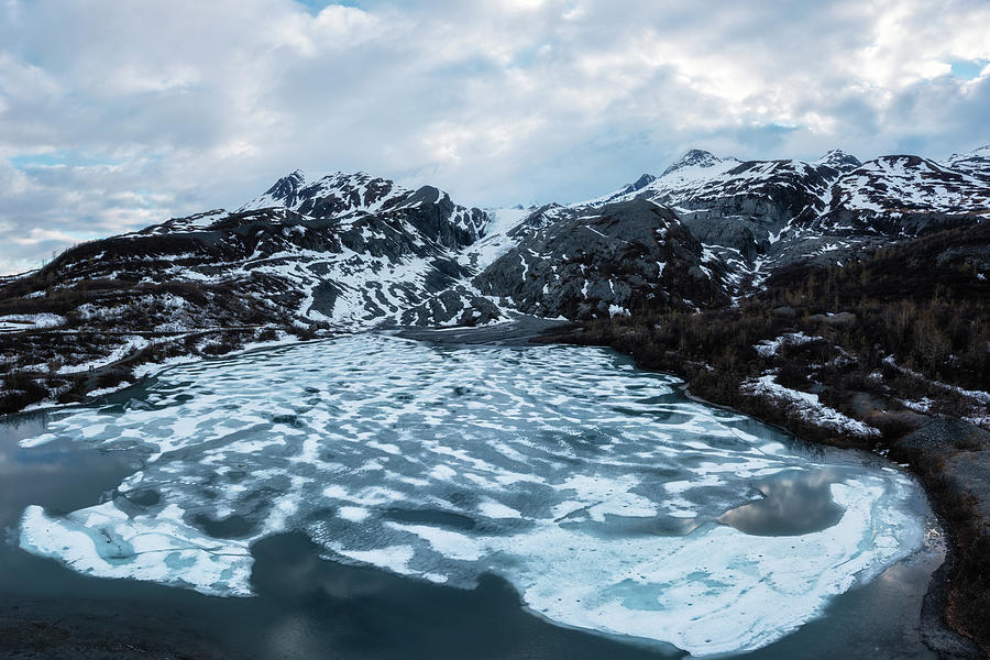 Worthington Glacier With A Frozen Lake Photograph