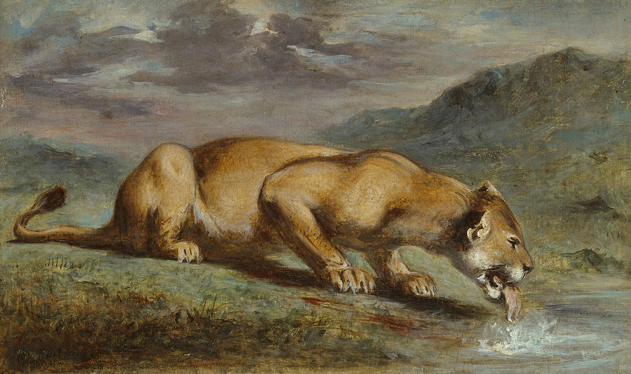 Wounded Lioness Painting by Pierre Andrieu