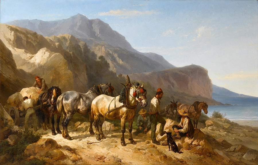 Wouterus Verschuur Dutch, 1812-1874 A Quarry Team, Rochers-rouges, Menton Painting