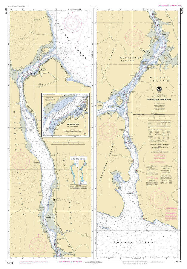 Wrangell Narrows Alaska, Noaa Chart 17375 Digital Art by Nautical ...