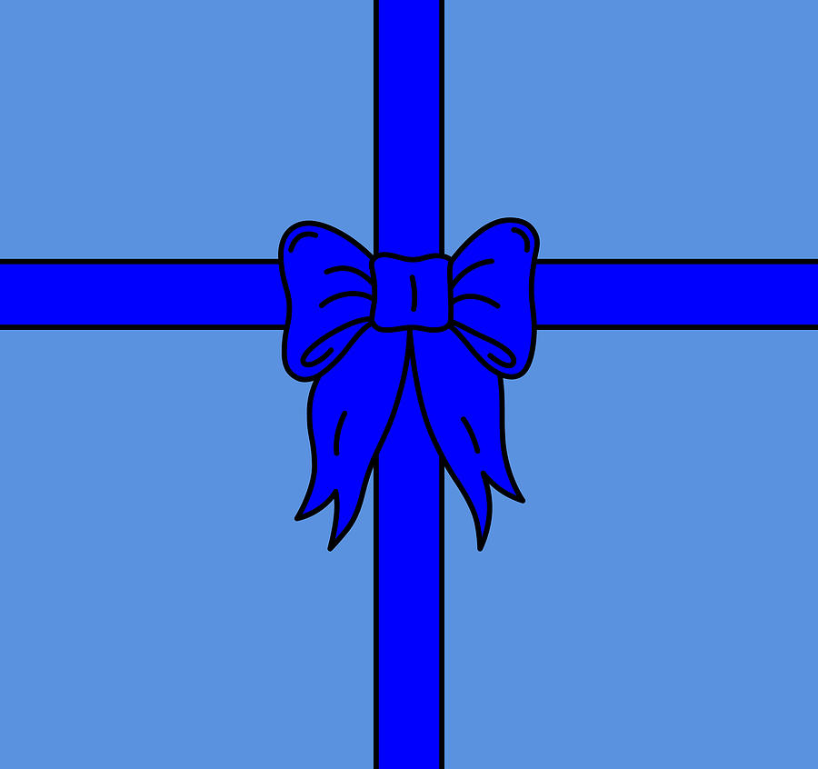 Wrapped Gift with Blue Ribbon Digital Art by Glenn Scano