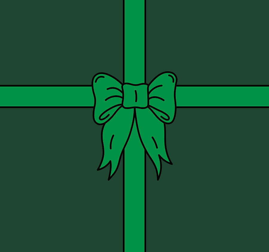 Wrapped Gift with Green Ribbon Digital Art by Glenn Scano