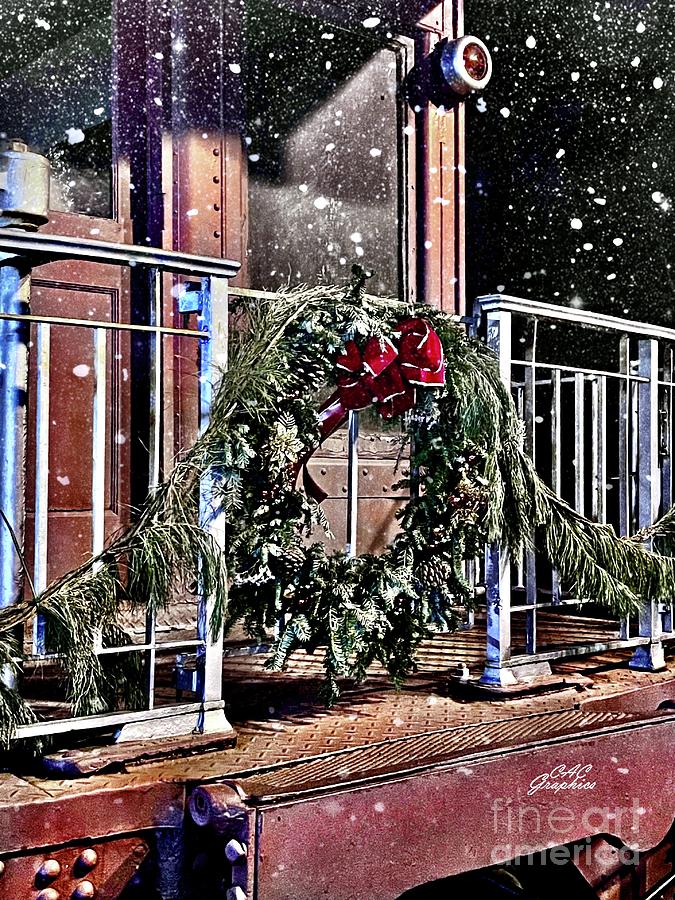 Snowy Wreath on Vintage Train  Photograph by CAC Graphics