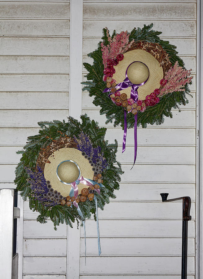 Wreaths With Straw Hats Photograph by Sally Weigand