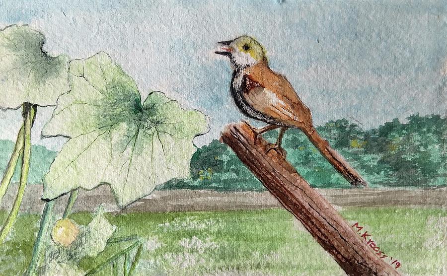 Wren Painting - Wren bird sketch by Michael Krooss