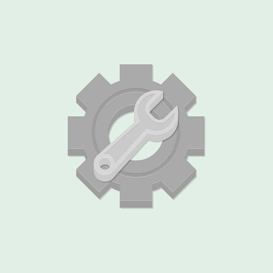 Wrench and Gear Vector Illustration Drawing by Siridhata