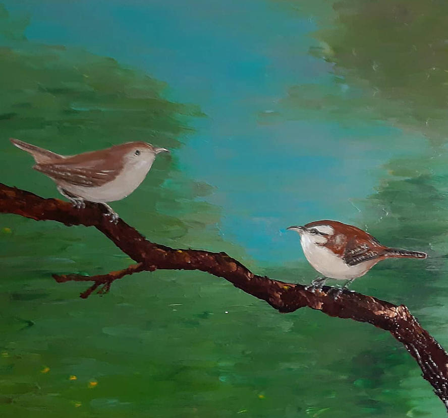 Wrens Painting by Violet Jaffe