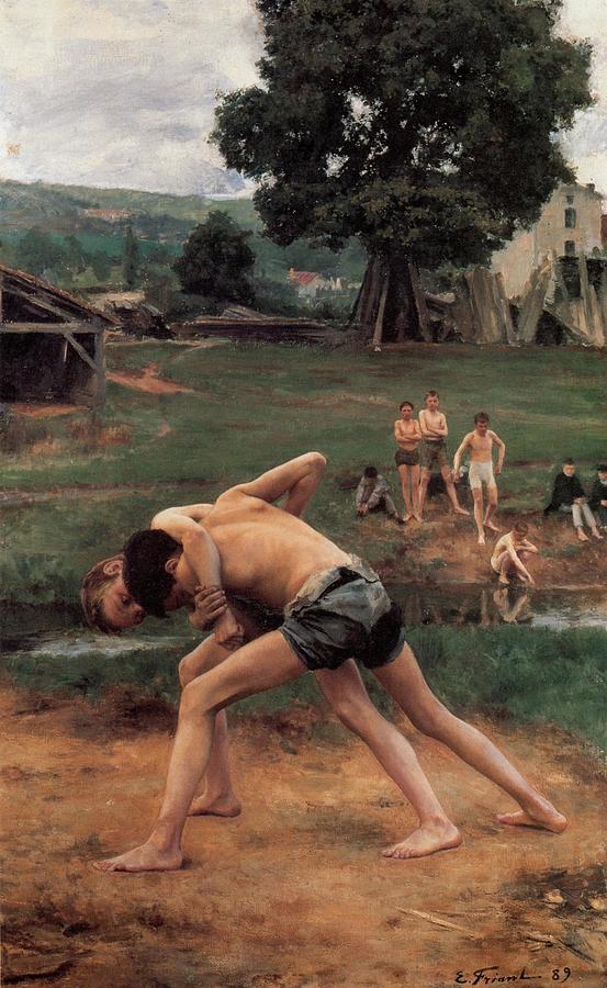 Wrestling Drawing By Emile Friant French Fine Art America 9816