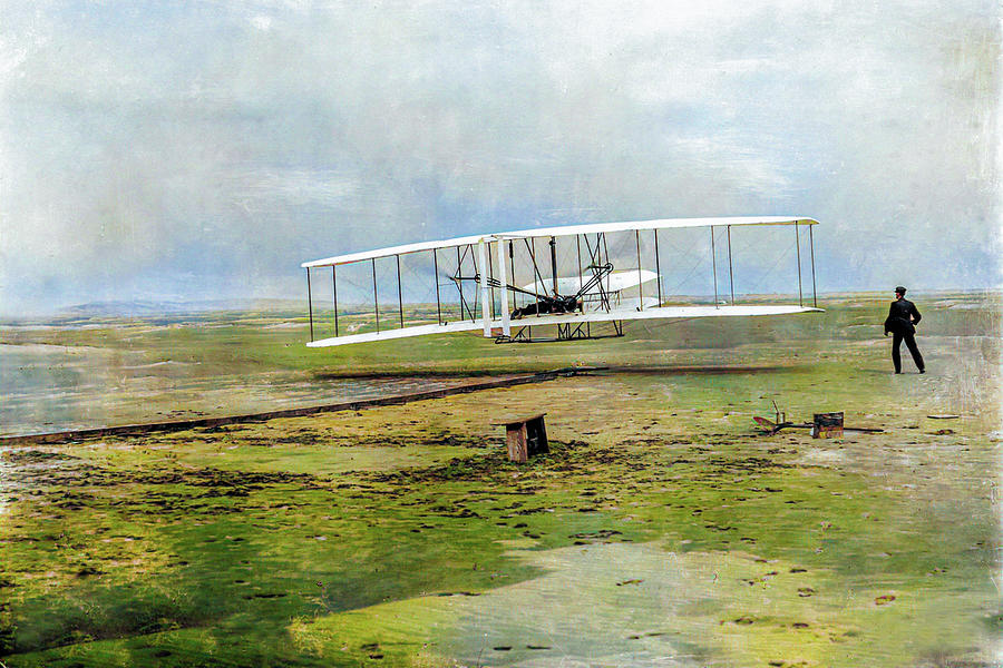 Wright Brothers First Flight Color Digital Art by Randy Steele