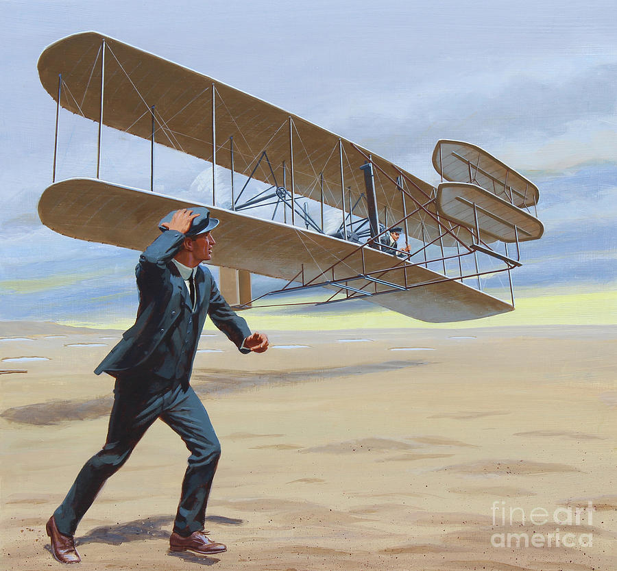 Wright Brothers Flight At Kitty Hawk Painting by Ed Vebell