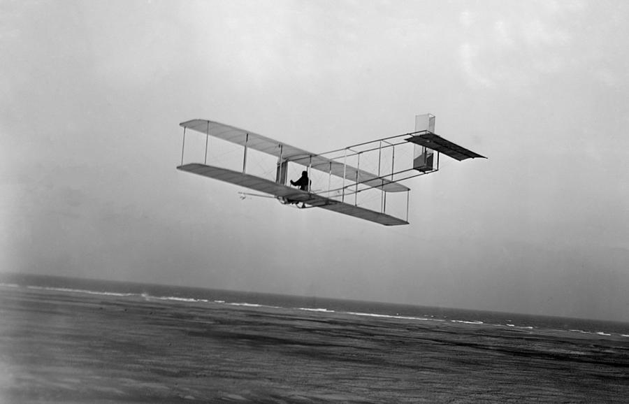 Wright Brothers Glider In Flight - Kitty Hawk - 1911  Photograph by War Is Hell Store