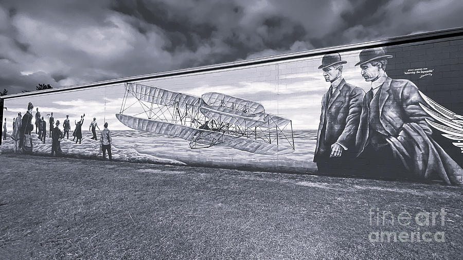 Wright Brothers Mural 4136 bw Photograph by Jack Schultz