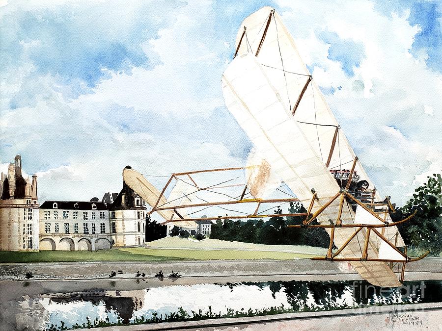Wright Flyer, imagined at Chambord, France Painting by Merana Cadorette