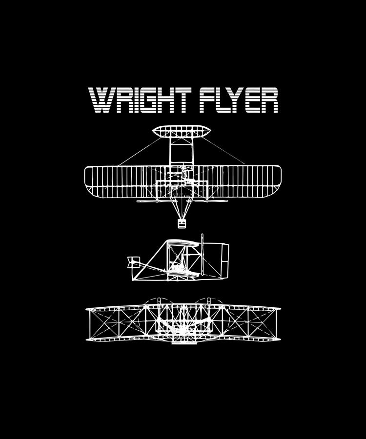 Wright Flyer Plane Blueprint Schematics Diagram Drawing by Yvonne Remick