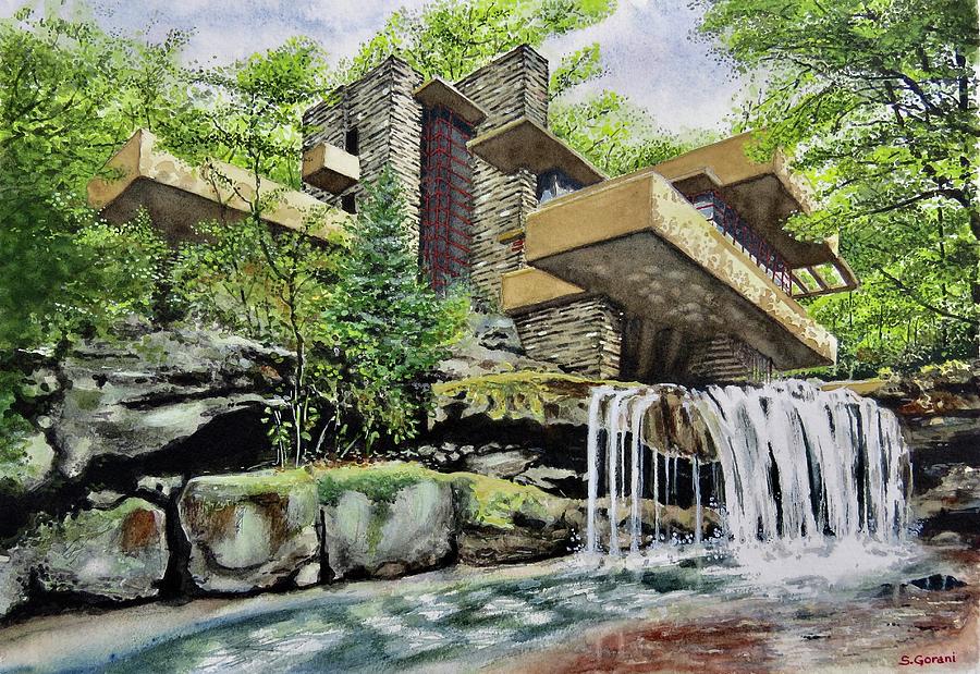 Wrights Fallingwater Painting by Geni Gorani