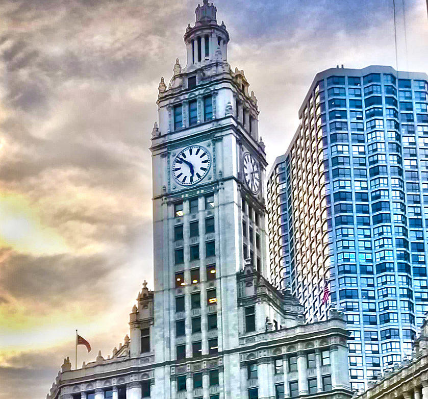 Wrigley Building Clock Tower Photograph By Steve Farr