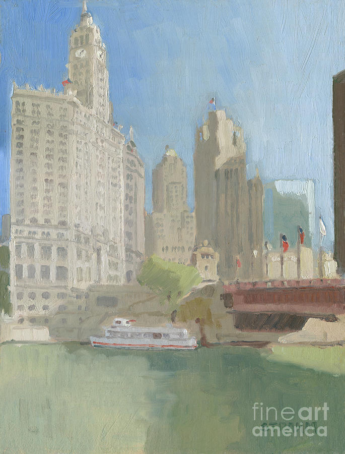 Wrigley Building Painting by Paul Strahm