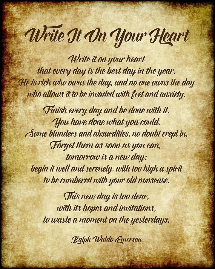 Write It On Your Heart by Emerson - Antique Digital Art by Ginny Gaura