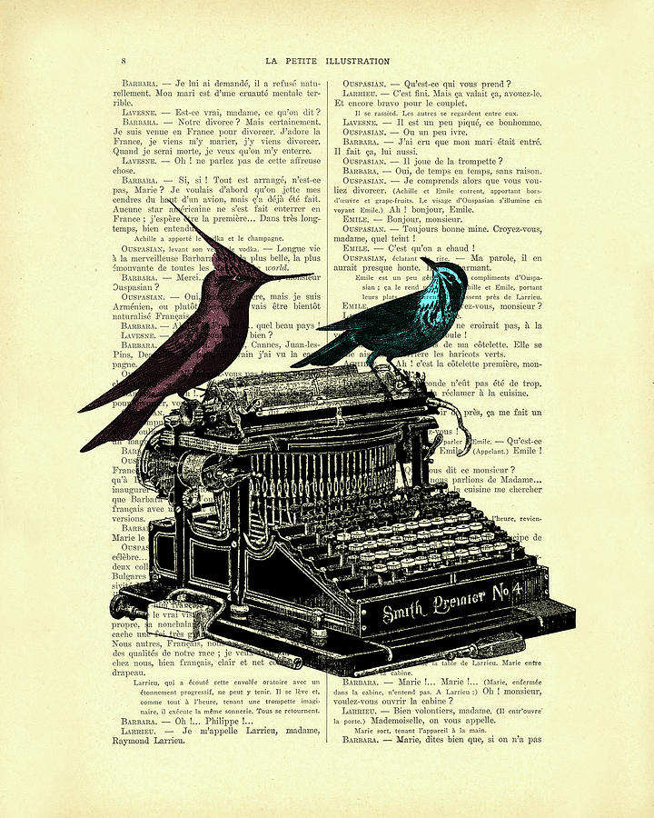 Bird Mixed Media - Writers Birds by Madame Memento