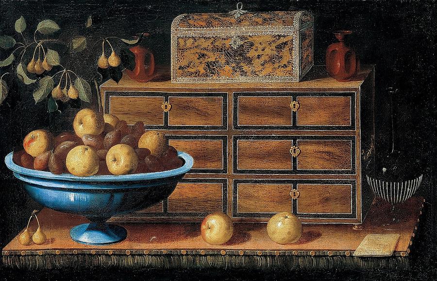Writing Desk with a small Chest and a Fruit Bowl Photograph by Paul Fearn