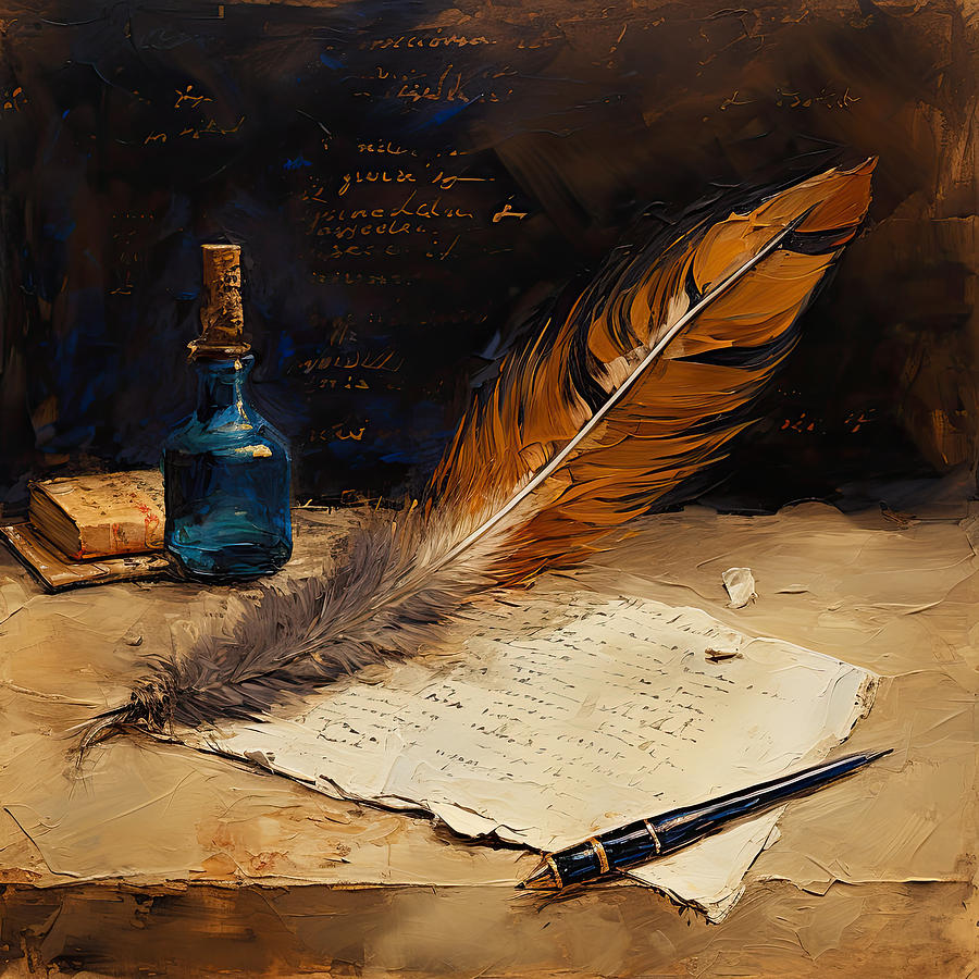 Pen Photograph - Written Past- Writers Paintings by Lourry Legarde