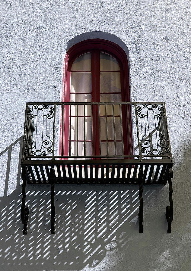Wrought Iron Balcony Red Door Photograph by David T Wilkinson