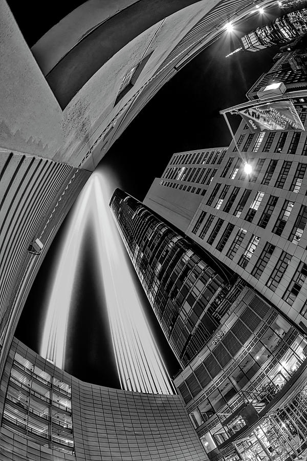 WTC 911 Tribute In Light  BW Photograph by Susan Candelario