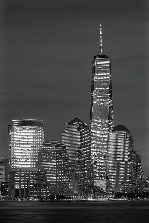 WTC Lower NYC Sunset BW Photograph by Susan Candelario