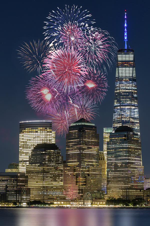 WTC NYC Fireworks  Photograph by Susan Candelario