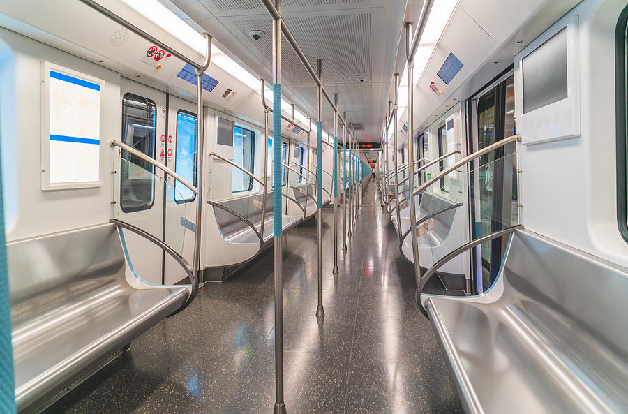 Wuhan, Metro Line 2, inside the empty carriage. Photograph by Jia Yu