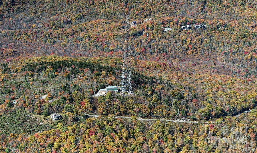 WUNE-TV Transmit Tower in Linville, North Carolina Aerial View Photograph by David Oppenheimer