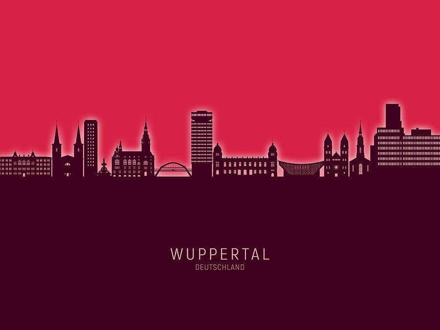 Wuppertal Germany Skyline #01 Digital Art by Michael Tompsett