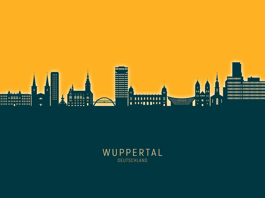 Wuppertal Germany Skyline #02 Digital Art by Michael Tompsett
