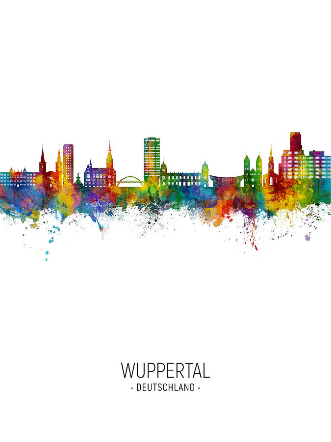 Wuppertal Germany Skyline #04 Digital Art by Michael Tompsett