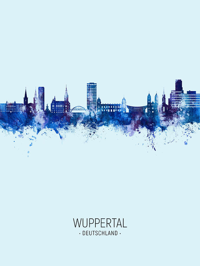 Wuppertal Germany Skyline #06 Digital Art by Michael Tompsett