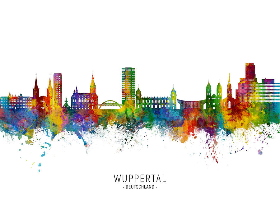 Wuppertal Germany Skyline #82 Digital Art by Michael Tompsett