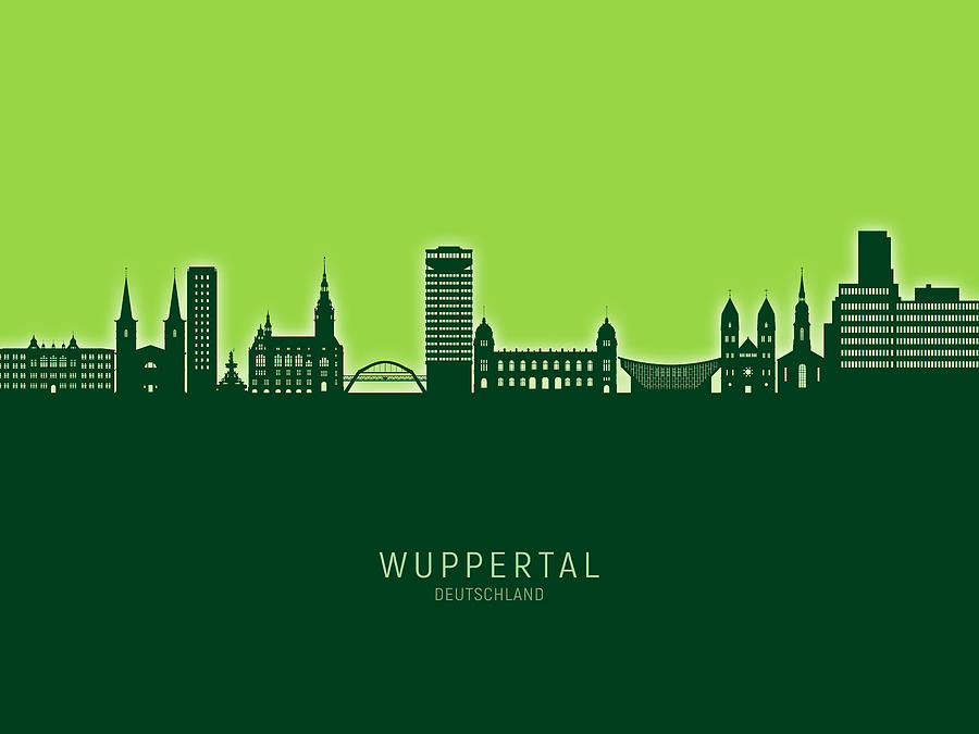 Wuppertal Germany Skyline #99 Digital Art by Michael Tompsett