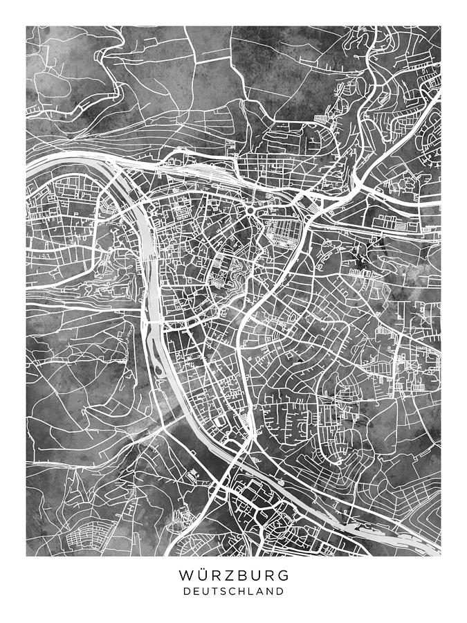 Wurzburg City Map #53 Digital Art by Michael Tompsett