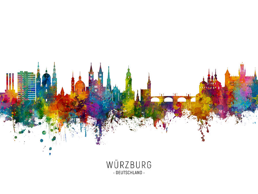Wurzburg Germany Skyline #84 Digital Art by Michael Tompsett