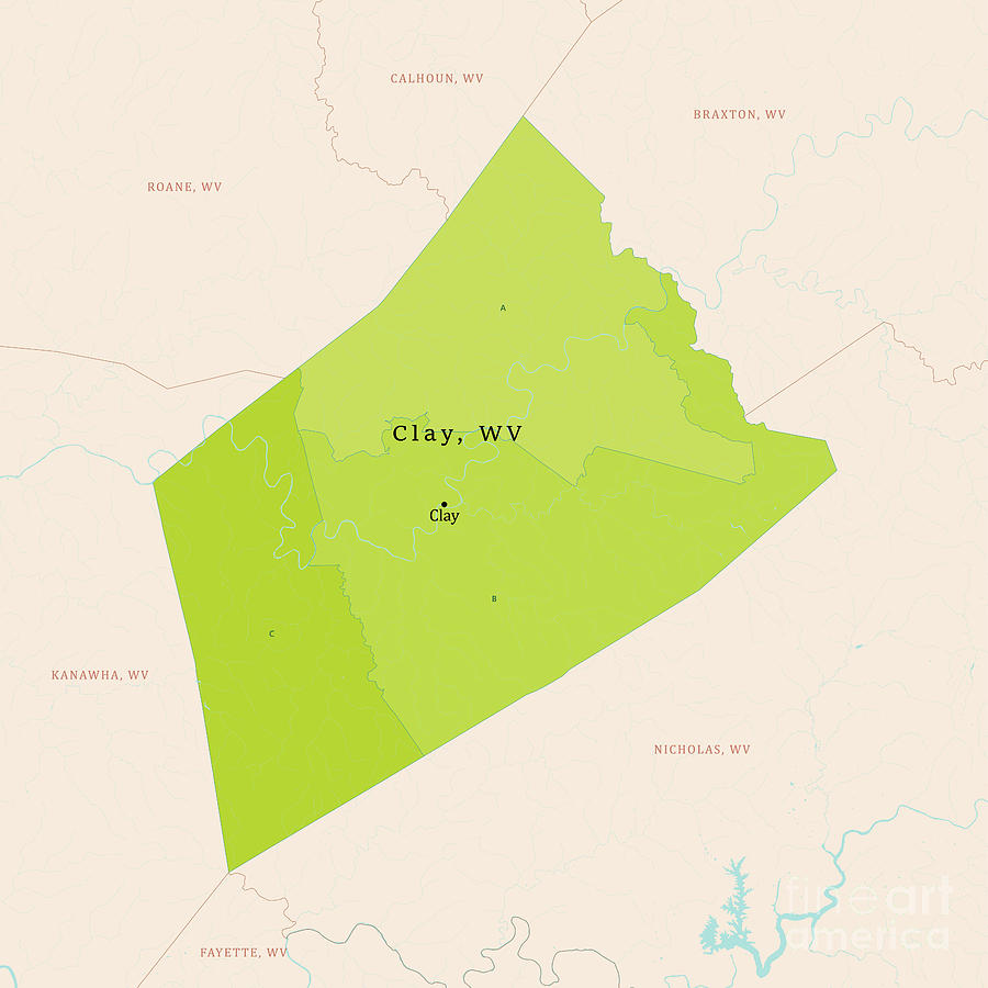 Wv Clay County Vector Map Green Frank Ramspott 
