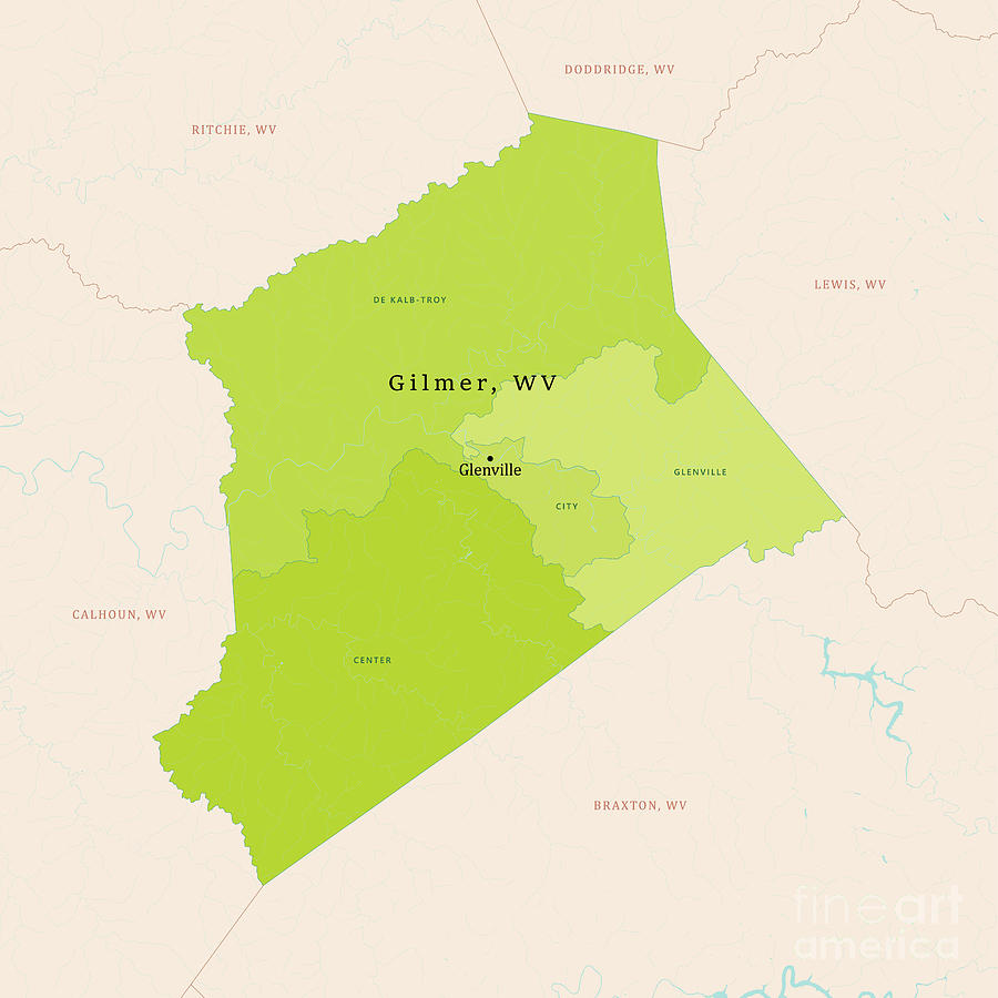 WV Gilmer County Vector Map Green Digital Art by Frank Ramspott - Fine Art  America